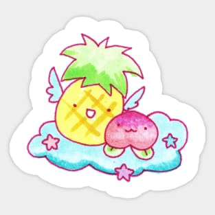 Pineapple and Peach Fruit Angels Sticker